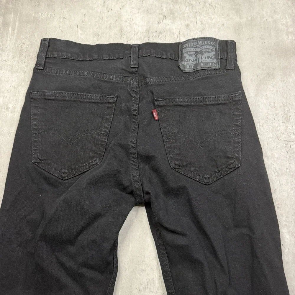 Levis 511 Jeans Mens 30x29 Black Slim Fit Stretch Denim Pants Workwear USA